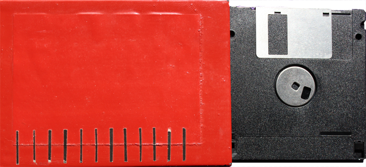 DiSK_SCARs -(Can data have scars too...?)- one 3.5 DiSK in metal paper lacquer and foil covered case, Mac OS- formatted DiSK ready to use, 13 x 10.5 x 2 cms. Can stand, lean against or put flat on its own.