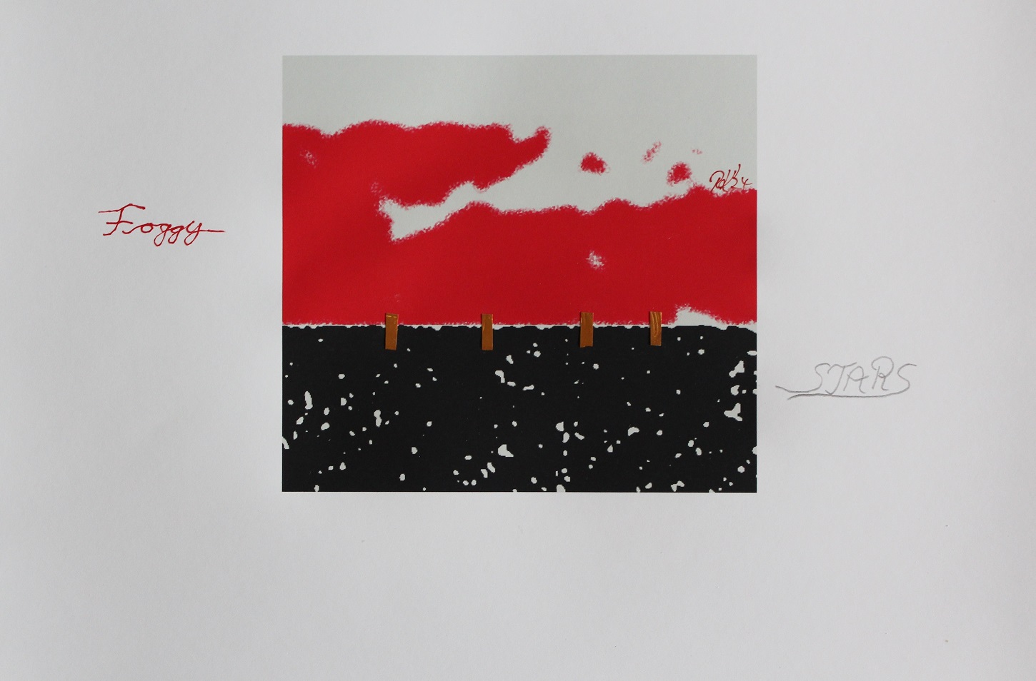 Foggy_STARS - (Summer 2024) Reason: Don't hide your light under a bushel; don't let darkness win!, 30 x 21 cms Print color & paper & pen on paper; ready to frame.