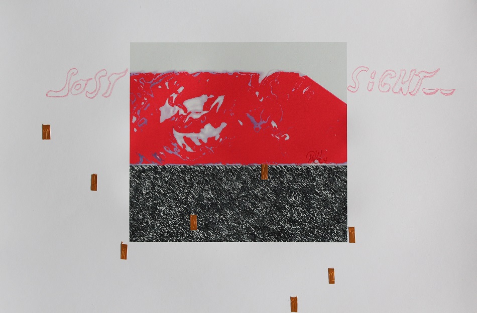 LoST_SiGHT - (Summer 2024) Reason: The beast will be struck with blindness., 30 x 21 cms Print color & acrylic & foil & pen on paper; ready to frame.